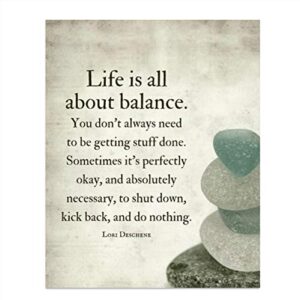 “life is all about balance”- motivational quotes wall art-8 x 10″- modern typographic wall print- ready to frame. inspirational home decor. office-studio decor. give yourself permission to do nothing!