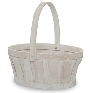 the lucky clover trading white wash oval woodchip handle, 9″ l basket