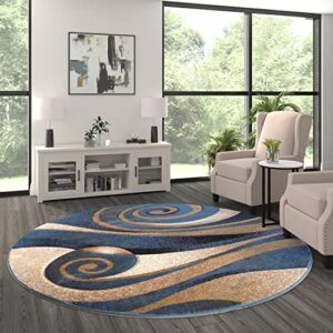 masada masada rugs 8’x8′ round modern sculpted area rug in blue – design sculpture 258