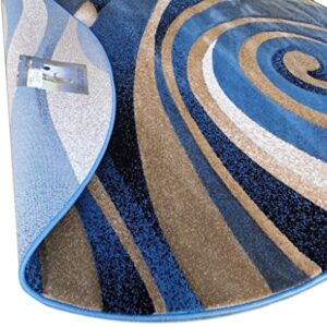 Masada Masada Rugs 8'x8' Round Modern Sculpted Area Rug in Blue - Design Sculpture 258