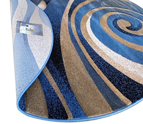 Masada Masada Rugs 8'x8' Round Modern Sculpted Area Rug in Blue - Design Sculpture 258