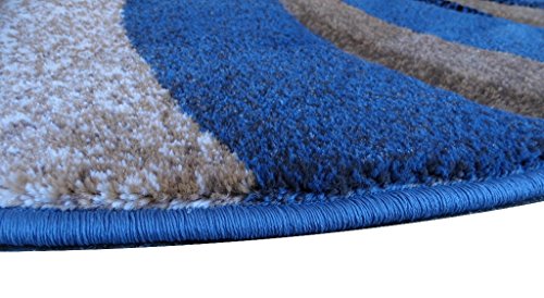 Masada Masada Rugs 8'x8' Round Modern Sculpted Area Rug in Blue - Design Sculpture 258