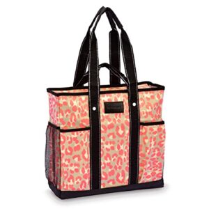 DEMOMENT Water Resistance Canvas Tote Shopping Bag,Utility Teacher Nurse Organizer Handbag Bag (Pink Leopard)