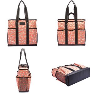 DEMOMENT Water Resistance Canvas Tote Shopping Bag,Utility Teacher Nurse Organizer Handbag Bag (Pink Leopard)