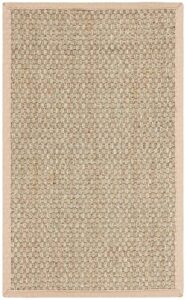 safavieh natural fiber collection 2′ x 3′ beige nf114a border basketweave seagrass accent rug