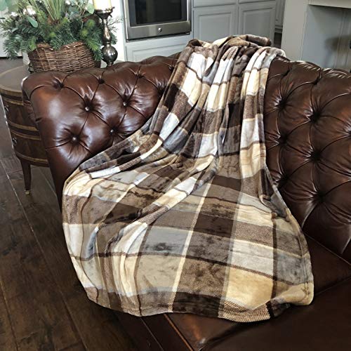 Allgala 60x45 Super Soft Flannel Plush Light Weight Throw Blanket-Plaid-BLK82401