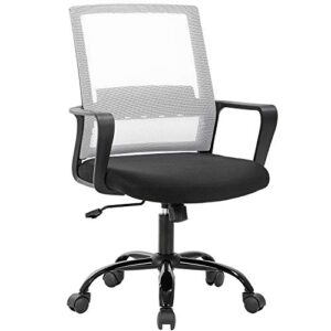 home office chair ergonomic desk chair swivel rolling computer chair executive lumbar support task mesh chair adjustable stool for women men (white)