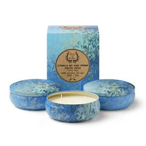 hunter & willow citronella candle with lemon verbena, natural soy wax, 3 wick, (36oz) large triple pack, for indoor, outdoor, patio and camping.