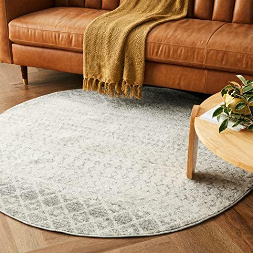 Artistic Weavers Chester Boho Moroccan Area Rug,5'3" Round,Grey