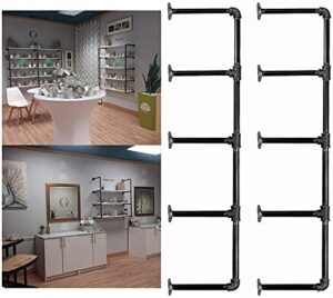 fof friend of family (52″ tall,5 tier, 2 pcs) industrial retro wall mount iron pipe shelf hung bracket diy storage pipe shelving bookshelf