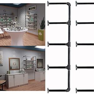 FOF FRIEND OF FAMILY (52" Tall,5 Tier, 2 pcs) Industrial Retro Wall Mount Iron Pipe Shelf Hung Bracket DIY Storage Pipe Shelving Bookshelf