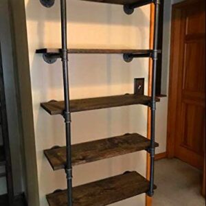 FOF FRIEND OF FAMILY (52" Tall,5 Tier, 2 pcs) Industrial Retro Wall Mount Iron Pipe Shelf Hung Bracket DIY Storage Pipe Shelving Bookshelf