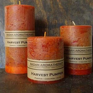 Harvest Pumpkin Spice Cinnamon Clove Scented Pillar Candle Set (3 Piece Set, Rustic, Dark Orange)