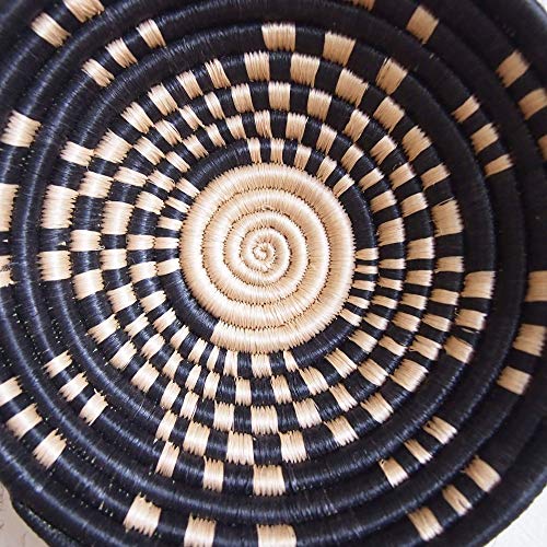 Small African Basket- Mukingi/Rwanda Basket/Woven Bowl/Sisal & Sweetgrass Basket/Black, Tan