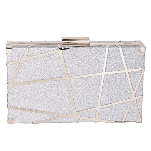 Tanpell Women Evening Bags Sparkling Handbag Metal Hollow Designer Wedding Party Clutch Purse Silver