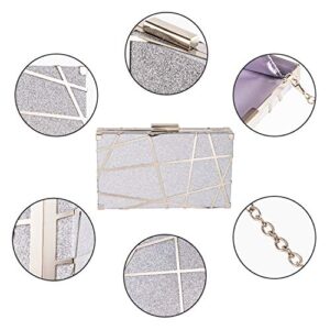 Tanpell Women Evening Bags Sparkling Handbag Metal Hollow Designer Wedding Party Clutch Purse Silver