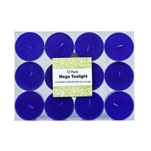 Zest Candle 12-Piece Tealight Candles, Mega Oversized Blue s