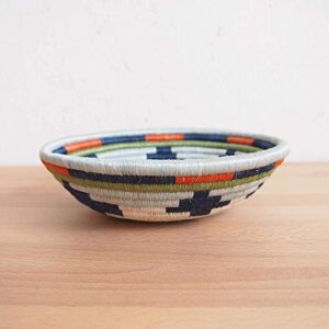 Small African Basket- Mwangaza/Rwanda Basket/Woven Bowl/Sisal & Sweetgrass Basket/Blues, Orange, Green, Yellow, White