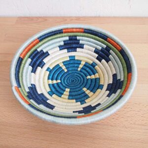 Small African Basket- Mwangaza/Rwanda Basket/Woven Bowl/Sisal & Sweetgrass Basket/Blues, Orange, Green, Yellow, White