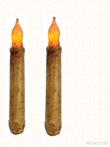 burnt ivory 6 inch taper candle with timer, 2 pack