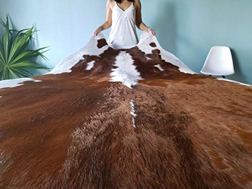 eCowhides Hereford Brazilian Cowhide Area Rug, Cowskin Leather Hide for Home Living Room (Large) 6 x 6 ft