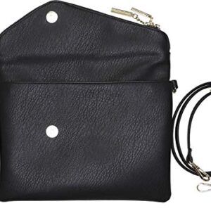 B BRENTANO Fold-Over Envelope Wristlet Clutch Crossbody Bag (Black.)