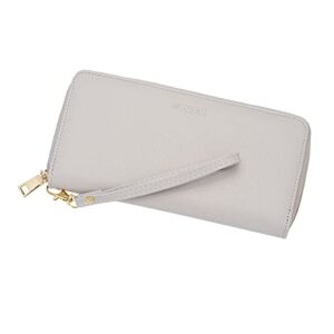 wozeah women’s rfid blocking pu leather zip around wallet clutch large travel purse (a creamy white)
