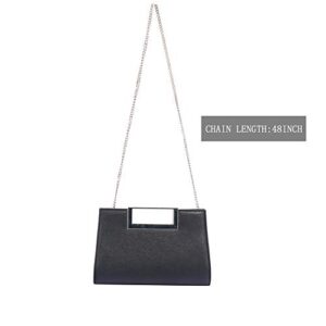 WALLYN'S Clutch Purse for Women Evening Party Metal Grip Cut it out Handbag with Shoulder Chain Strap, Black, Large