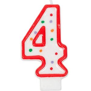 Jacent Polka Dot Number Birthday Candle Cake Topper - #4 Candle