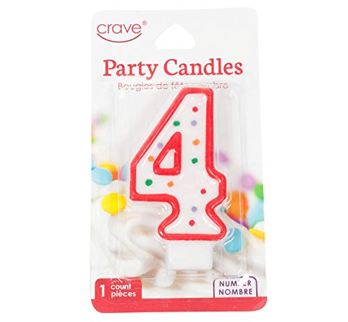 Jacent Polka Dot Number Birthday Candle Cake Topper - #4 Candle