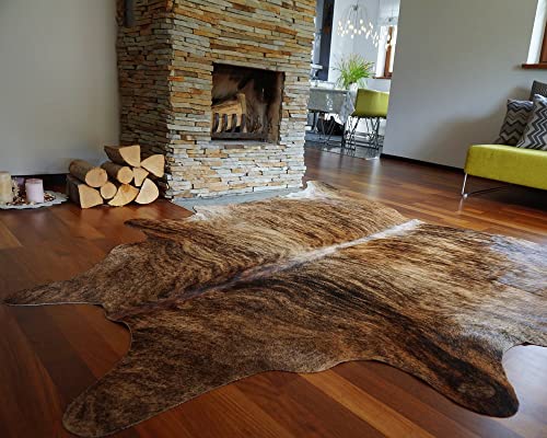 ecowhides | Genuine Cowhide Rug, Cowskin, Brindle, Western Home Decor, Premium Quality, Living Room Accessories, (X-Large) 7 x 6 ft