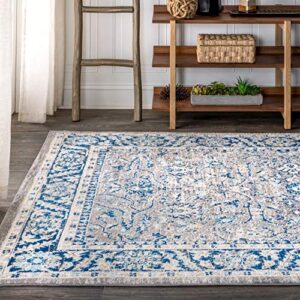 JONATHAN Y MDP204A-8 Modern Persian Boho Floral Gray/Navy 8 ft. x 10 ft. Area-Rug, Bohemian, Easy-Cleaning,for Bed,Kitchen,Living Rooms, Non Shedding