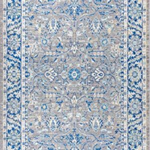 JONATHAN Y MDP204A-8 Modern Persian Boho Floral Gray/Navy 8 ft. x 10 ft. Area-Rug, Bohemian, Easy-Cleaning,for Bed,Kitchen,Living Rooms, Non Shedding