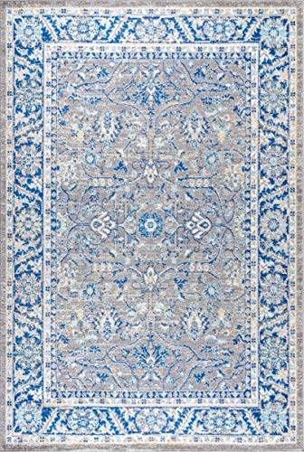 JONATHAN Y MDP204A-8 Modern Persian Boho Floral Gray/Navy 8 ft. x 10 ft. Area-Rug, Bohemian, Easy-Cleaning,for Bed,Kitchen,Living Rooms, Non Shedding