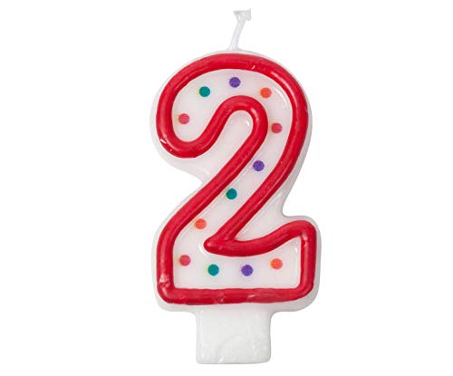 Jacent Polka Dot Number Birthday Candle Cake Topper - #2 Candle