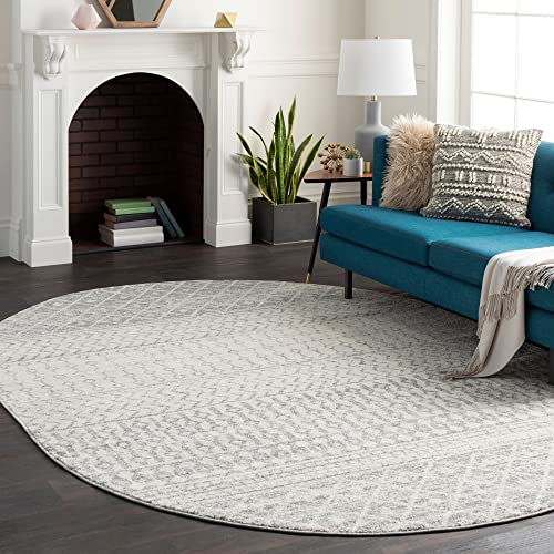 Artistic Weavers Chester Boho Moroccan Area Rug,6'7" x 9' Oval,Grey