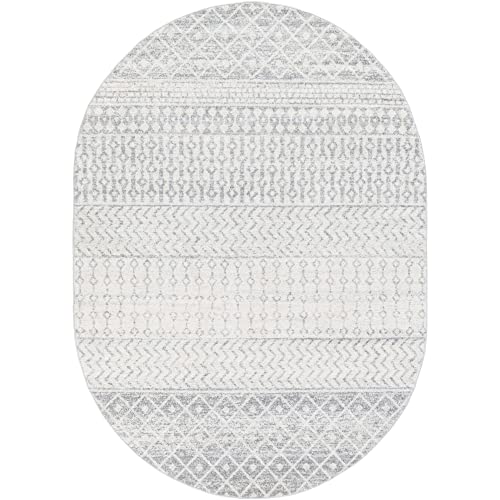 Artistic Weavers Chester Boho Moroccan Area Rug,6'7" x 9' Oval,Grey