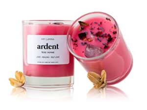 my lumina ardent love pink candle – romantic sweet love candle natural soy wax – rose and jasmine natural scented purifying candle for aromatherapy