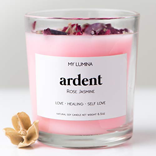 My Lumina Ardent Love Pink Candle - Romantic Sweet Love Candle Natural Soy Wax - Rose and Jasmine Natural Scented Purifying Candle for Aromatherapy