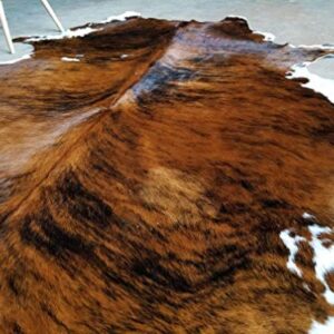 Brindle White Belly Cowhide Rug Cow Hide Skin Leather Area Rug: Large