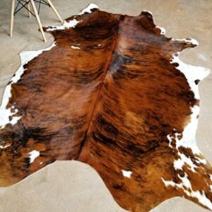 Brindle White Belly Cowhide Rug Cow Hide Skin Leather Area Rug: Large