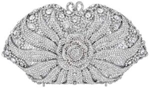 mossmon formal 3d flower rhinestone crystal clutch evening wedding bag for women