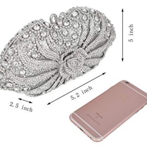 MOSSMON Formal 3D Flower Rhinestone Crystal Clutch Evening Wedding Bag For Women