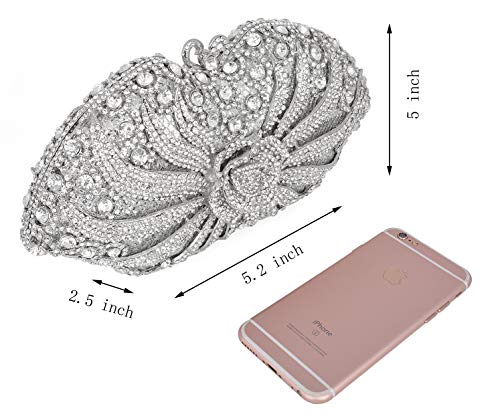 MOSSMON Formal 3D Flower Rhinestone Crystal Clutch Evening Wedding Bag For Women