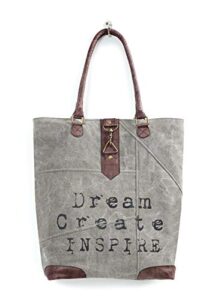 mona b. vintage recycled upcycled canvas dream create conserve collection with vegan leather trim (dream create inspire) (tote)