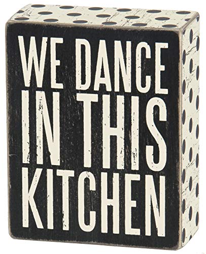 Primitives by Kathy 25192 Polka Dot Trimmed Box Sign, 4" x 5", In This Kitchen