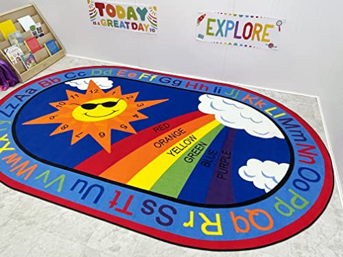 KidCarpet.com Sky's The Limit Classroom Rug, 4' x 6' Oval