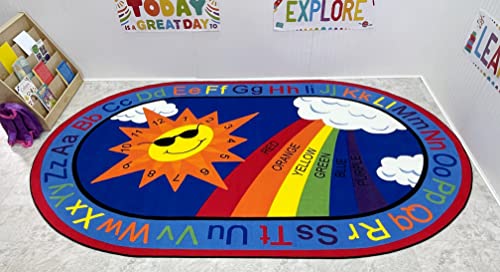 KidCarpet.com Sky's The Limit Classroom Rug, 4' x 6' Oval