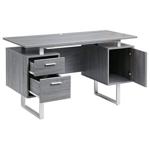 Techni Mobili Modern Office Desk with Storage, Gray