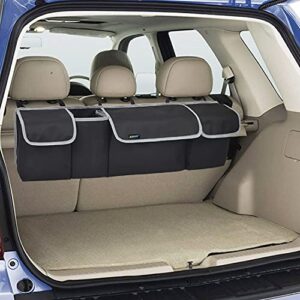 joysky car trunk organizer, hanging seat back storage organizer with large pockets, space-saving backseat car organizer